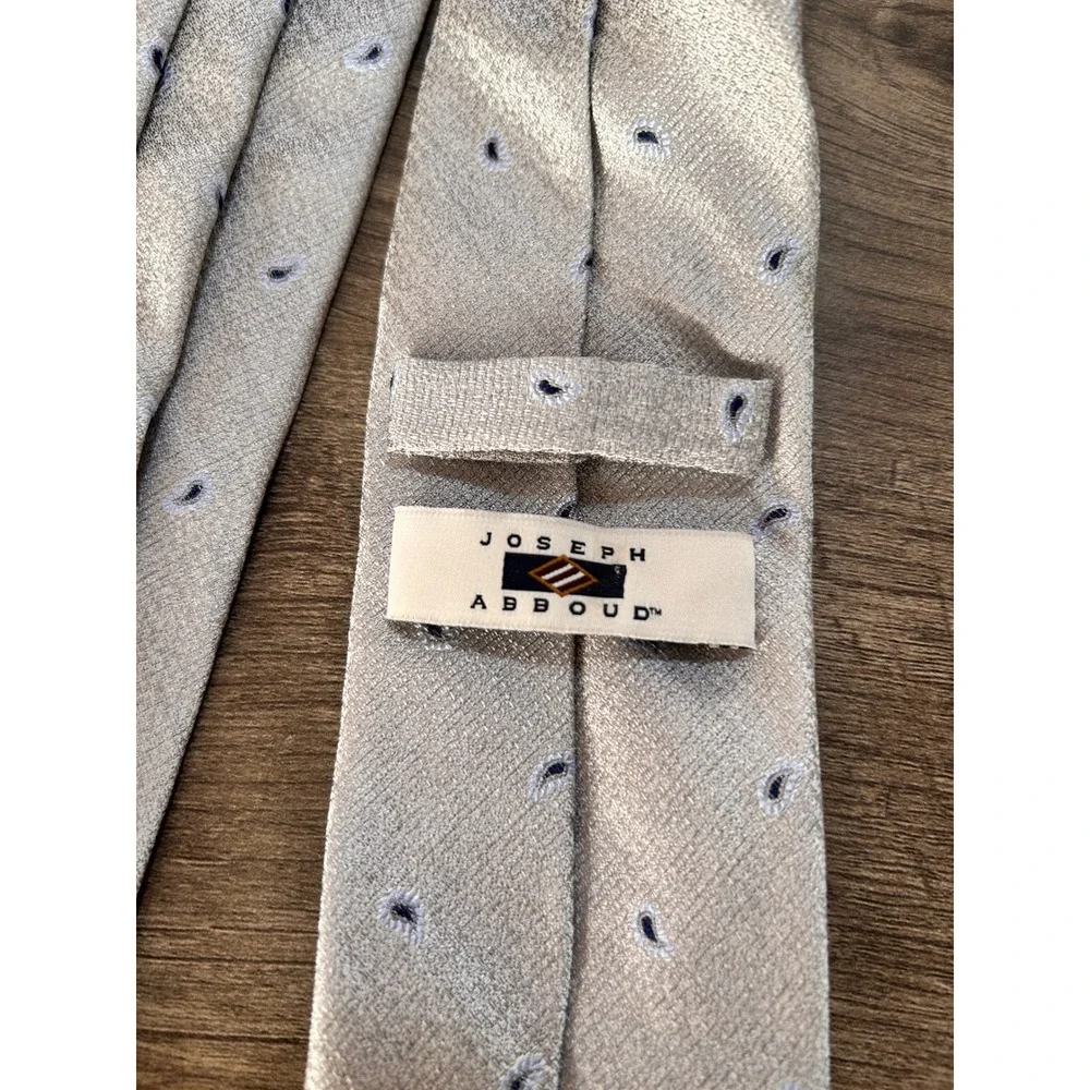 Joseph Abboud Mens Silk Tie‎ Silver Grey Mini Paisley Pattern Formal Business